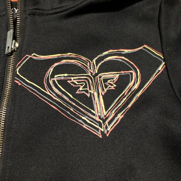 Roxy zip front hoodie. Size small. Black / multi coloured logo - Picture 3 of 9